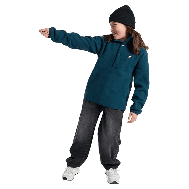 Full-body view of the Burton Cinder Anorak in Deep Emerald colourway, kids's model