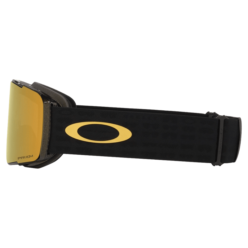 Side view of the Oakley Line Miner Pro XM Goggles in 50th, Prizm 24K and Iced lens, unisex model