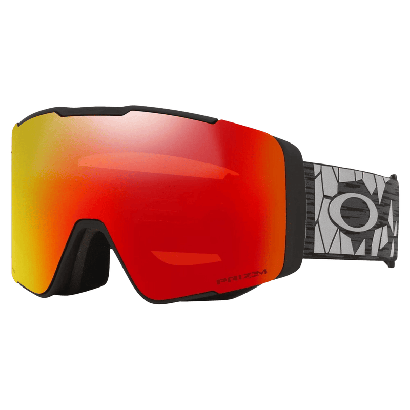 Main view of the Oakley Line Miner Pro XL Goggles in Black Reinforce, Prizm Torch and Iced lens, unisex model
