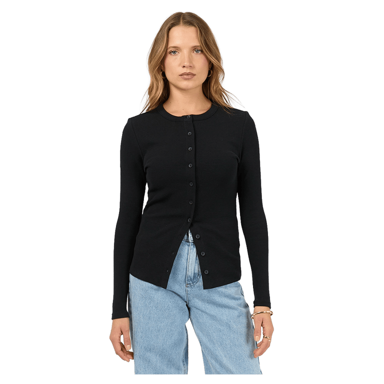 Button Up Long Sleeve Tee - Womens