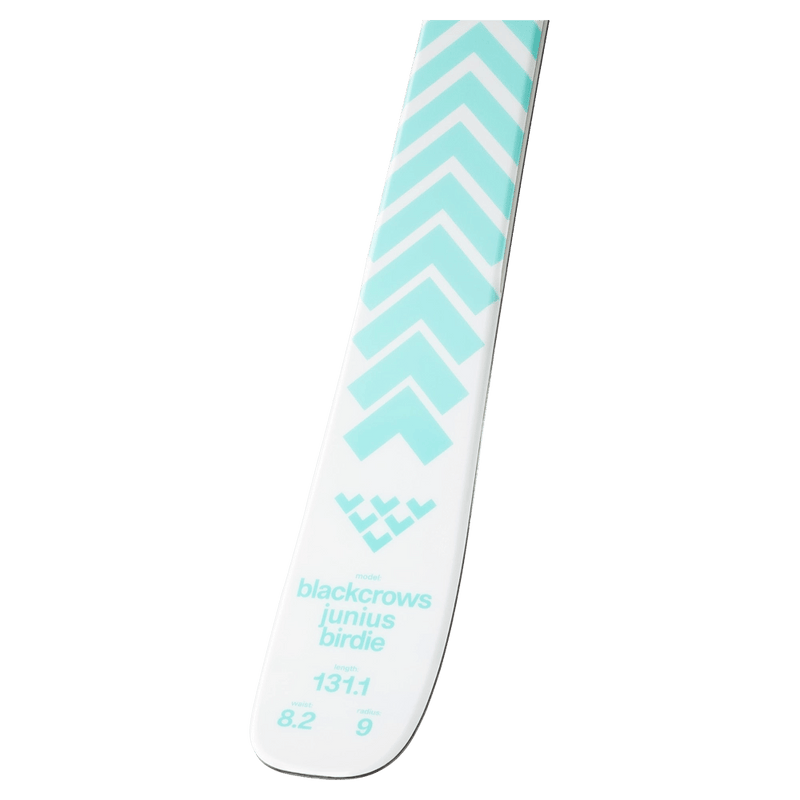 Tail view of the Black Crows JUNIUS BIRDIE Skis, 26/27 unisex's model