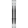 Top view of the Atomic 2027 Redster Q7.8 Revoshock C Ski with MI 12 GW Binding, featuring a white topsheet with speckled black detail through the midsection, black logo at the tips, black bindings, and silvery-white branding.