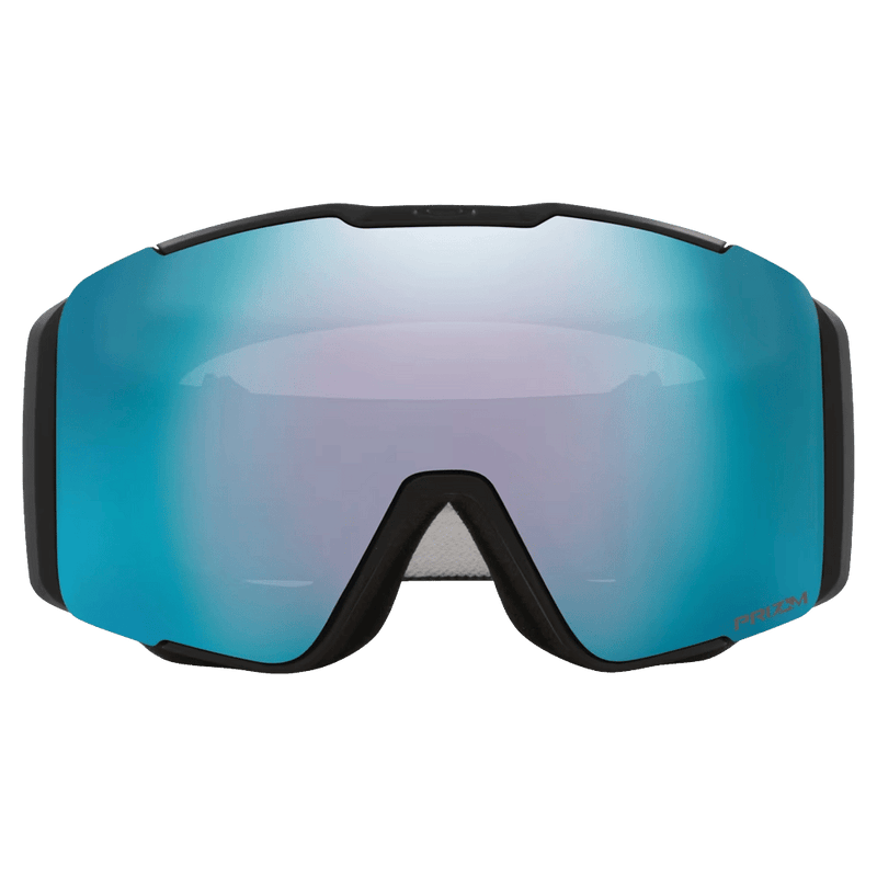 Front view of the Oakley Line Miner Pro XL Goggles in Black, Prizm Sapphire and Iced lens, unisex model