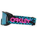 Side view of the Oakley Line Miner XL Goggles in Chex Black, Prizm Sapphire lens, unisex model