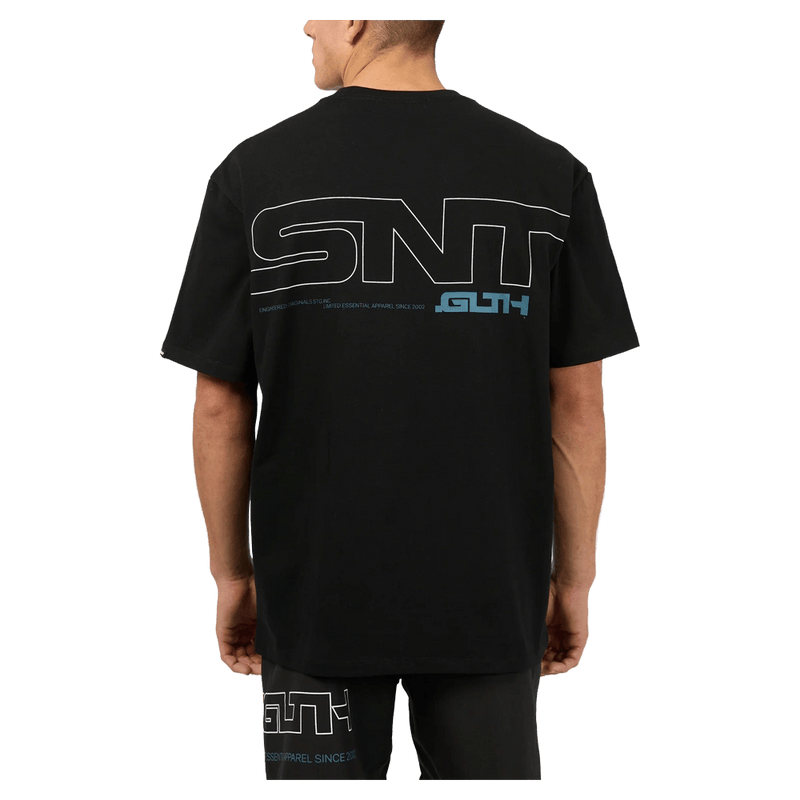 Back view of the St Goliath Hyperlink Tee in Black colourway, men's model