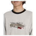 Front close view of man wearing the Billabong Immortal Core Crew Jumper in Fog