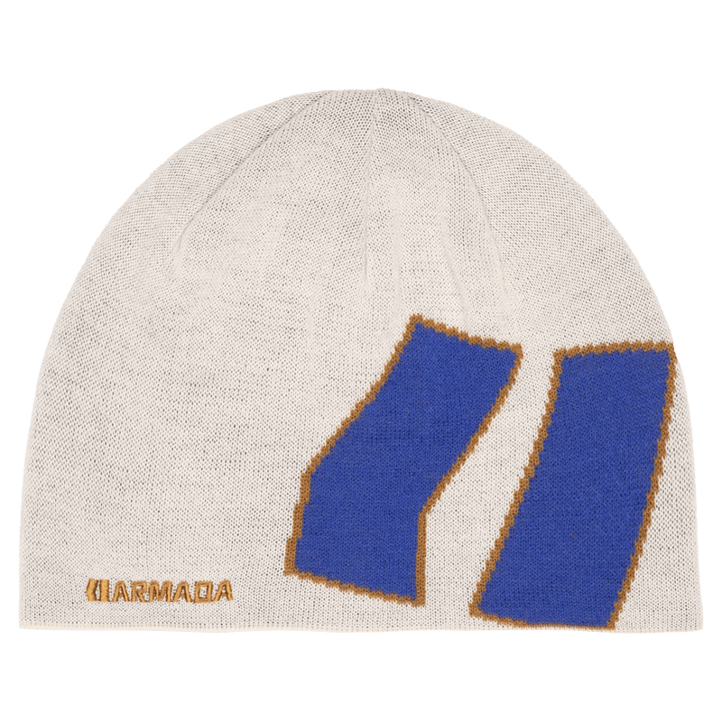 Main view of the Armada AR Skull Beanie in Cream colourway, unisex's model