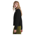 Side view of a woman wearing The North Face Cedar Trail Grid Fleece ¼ Zip Jacket for Women in Black