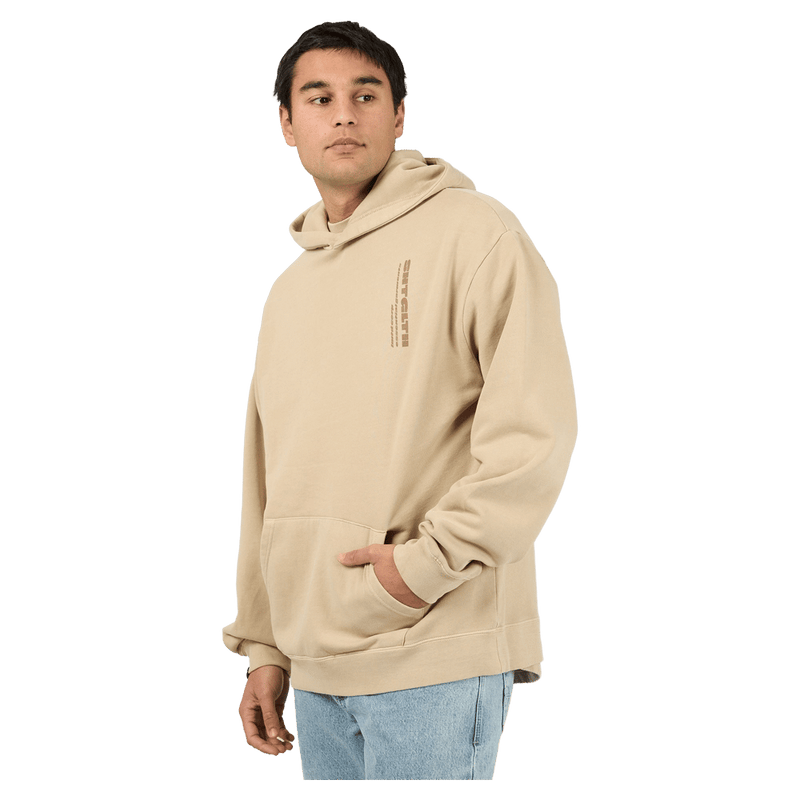 Front view of the St Goliath Compressor Hoodie in Sand colourway, men's model