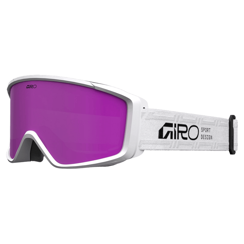 Main view of the Giro Index 2.0 Goggles in Stacked White, Pink lens, unisex model