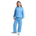 Full-body view of the Eve Girl Sport Club Trackpants in Blue colourway, kids's model