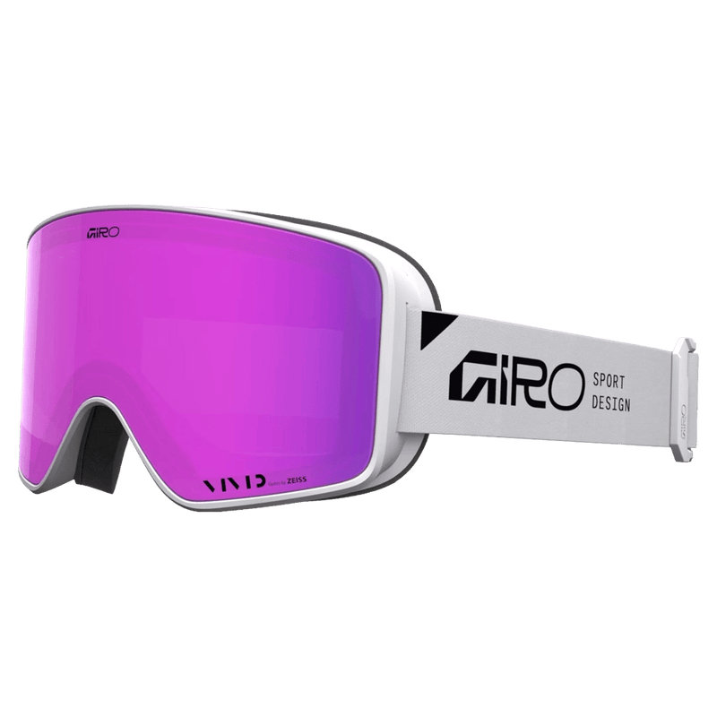 Main view of the Giro Method II Goggles in Stacked White, Pink lens, unisex model