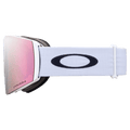 Side view of the Oakley Fall Line XL Goggles in Matte White, Hi pink lens, unisex model
