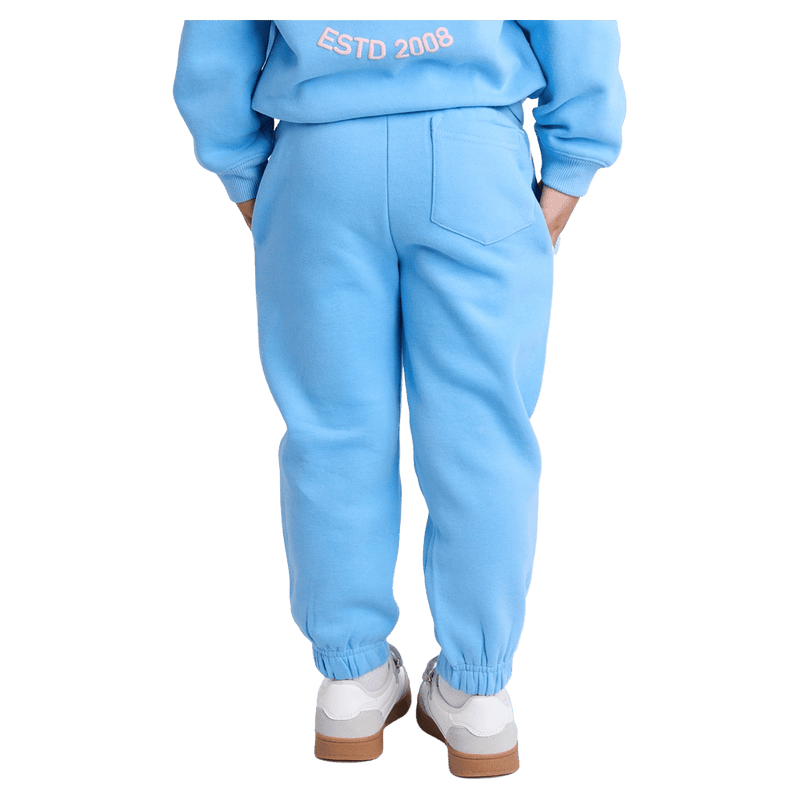 Back view of the Eve Girl Sport Club Track Pant in Blue colourway, toddler's model