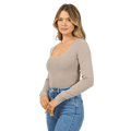 Washed Rib Scoop Neck L/S Tee - Womens