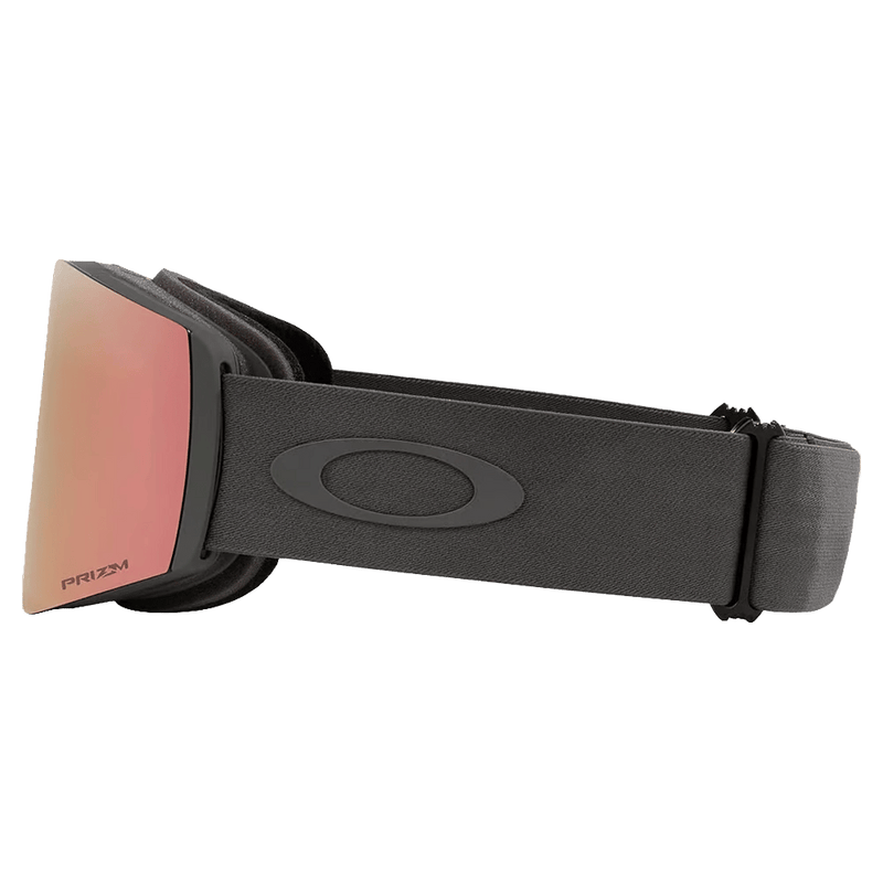 Side view of the Oakley Fall Line XL Goggles in Forged Iron, Prizm Rose Gold lens, unisex model