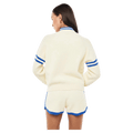 Back view of the PE NATION Odyssey Knit Cardigan Whisper White Jacket, 26/27 Womens's model