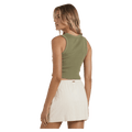 Rear view of a woman wearing the Summer Lover Tank - Womens from Billabong in Luv Army.