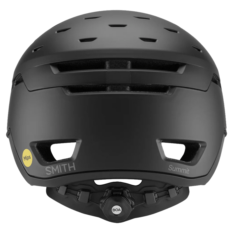 Back view of the Smith Summit MIPS Helmet in Matte Black colourway, unisex's model
