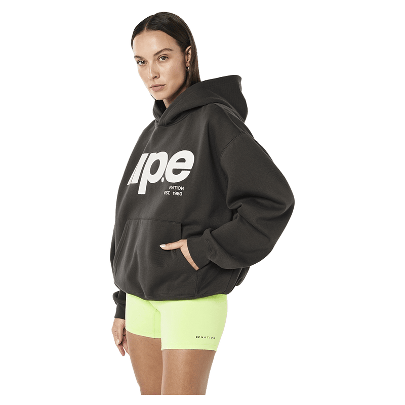 Side view of the PE NATION Glide 2.0 Hoodie Caviar Jumper, 26/27 Womens's model