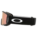 Side view of the Oakley Line Miner XM Goggles in Matte Black, Prizm Rose Gold lens, unisex model