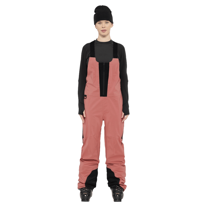 Full-body view of the Armada Rayleigh 3L Bib in Faded Rose colourway, women's model