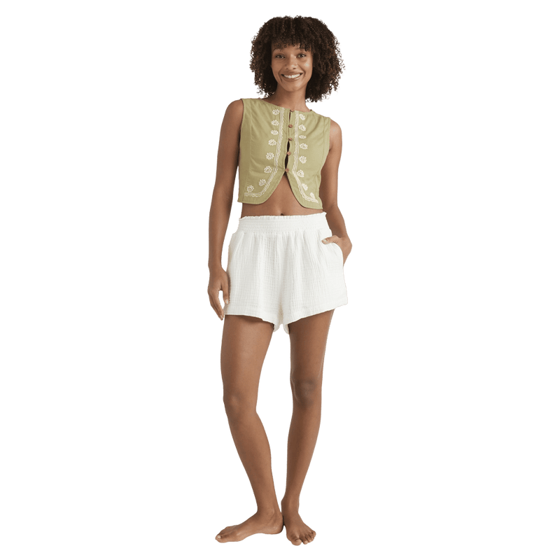 Front view of a woman wearing the Your Crush Shirt - Womens from Billabong in Light Olive