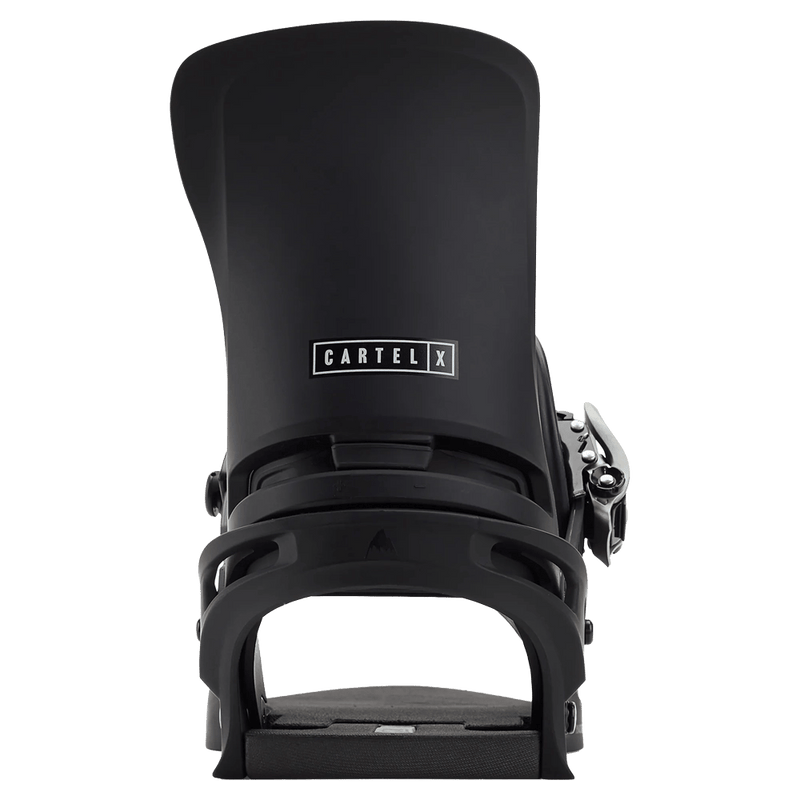 Back view of the Burton Cartel Bindings in True Black colourway, mens/unisex's model