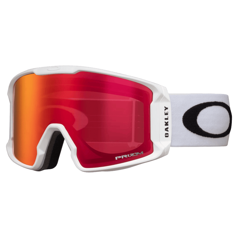 Main view of the Oakley Line Miner XM Goggles in Matte White, Prizm Torch lens, unisex model