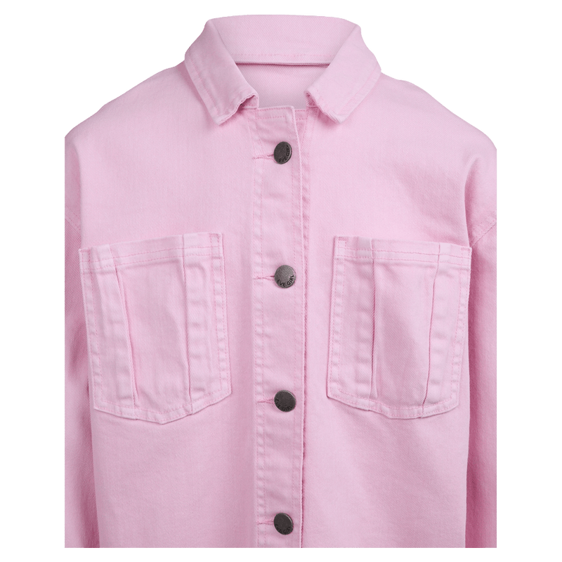 Close view of the Eve Girl Rosie Shacket in Pink colourway, kids's model