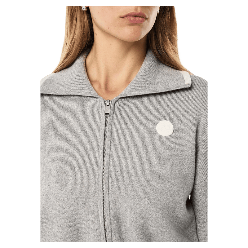 Close view of the PE NATION Verge Knit Grey Marle Jacket, 26/27 Womens's model