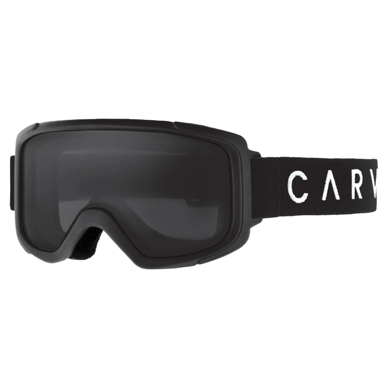 Main view of the Carve Glide Goggles in Matte Black, Grey lens, unisex model