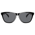 Front view of the Oakley Frogskin Sunglasses in Polished Black colourway, unisex's model