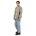 Full-body side view of the St Goliath Moab LS Shirt in Mushroom colourway, men's model