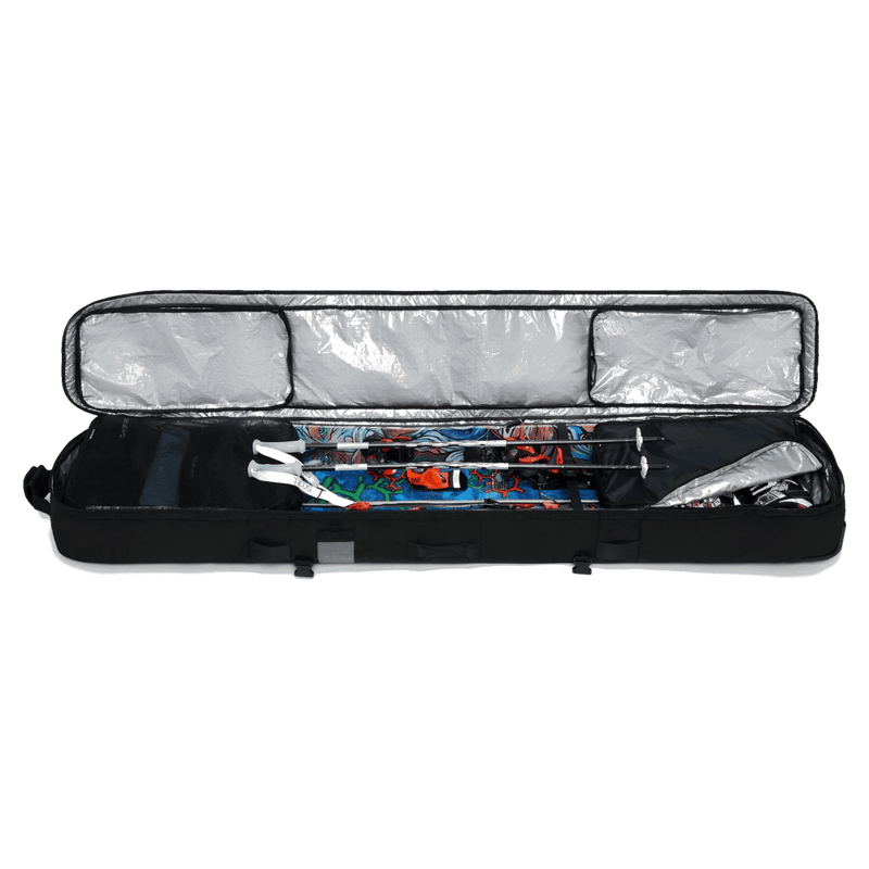 Inside view of the Dakine Boundary Ski Roller Bag in Black colourway, unisex's model