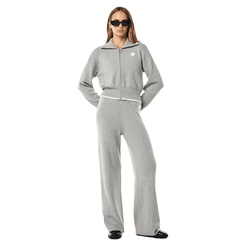 Full view of the PE NATION Verge Knit Grey Marle Jacket, 26/27 Womens's model