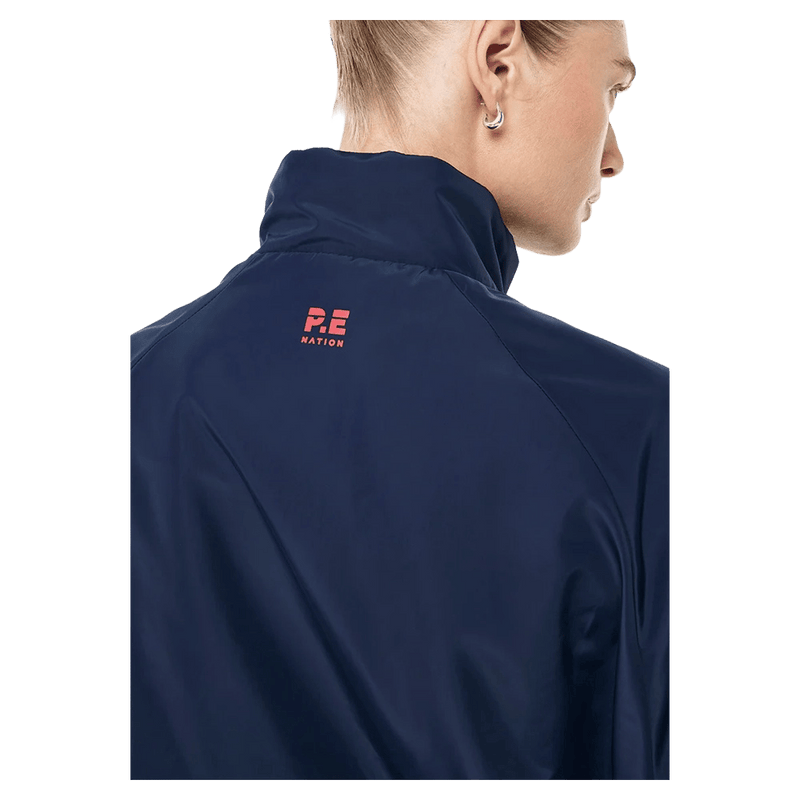 Close Back view of the PE NATION Shield Dark Navy Jacket, 26/27 Womens's model