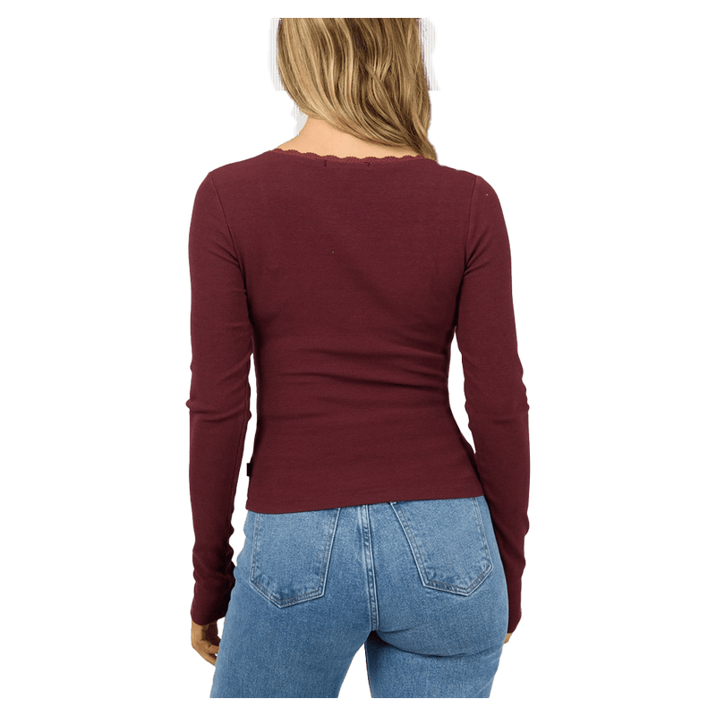 Washed Rib Scoop Neck L/S Tee - Womens