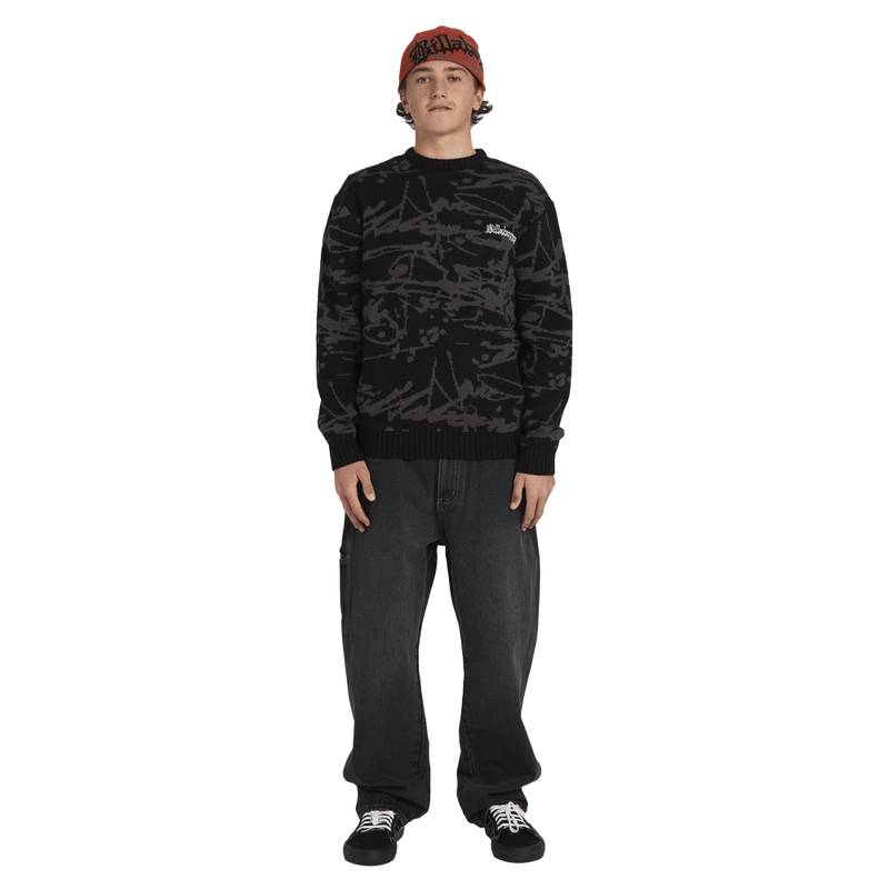 Front view of man wearing the Billabong Immortal Sweater in Black