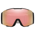 Front view of the Oakley Line Miner Pro XM Goggles in Matte Black, Prizm Rose Gold and Iced lens, unisex model