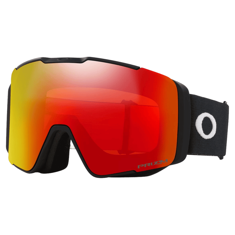 Main view of the Oakley Line Miner Pro XM Goggles in Matte Black, Prizm Torch and Iced lens, unisex model