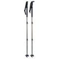 Voile Camlock 3 adjustable ski poles shown exteded with bronze shafts, black foam grips, dual camlocks, and large powder baskets.