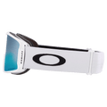 Side view of the Oakley Line Miner XM Goggles in Matte White, Prizm Sapphire lens, unisex model