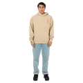 Full-body view of the St Goliath Compressor Hoodie in Sand colourway, men's model