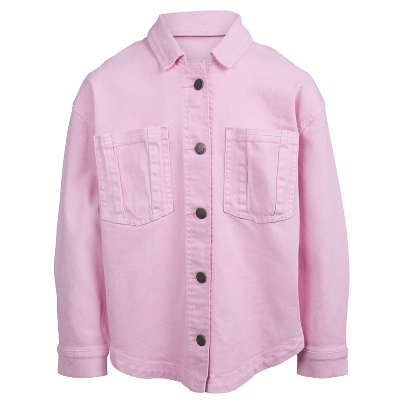 Main view of the Eve Girl Rosie Shacket in Pink colourway, kids's model