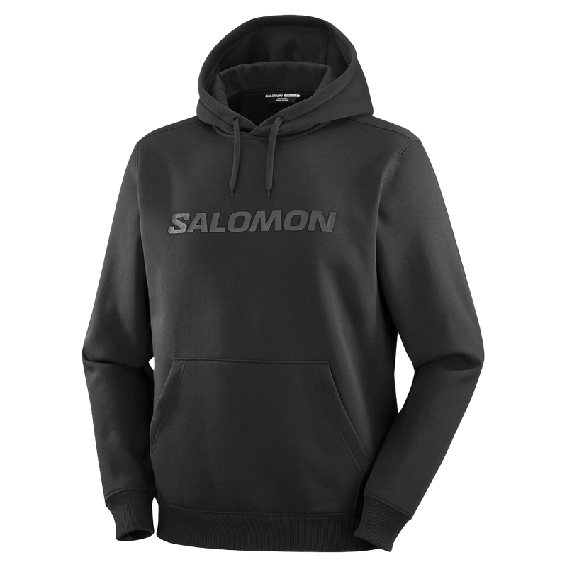 pRODUCT view of the Salomon 2026 Logo Hoodie in Deep Black colourway