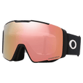 Main view of the Oakley Line Miner Pro XM Goggles in Matte Black, Prizm Rose Gold and Iced lens, unisex model