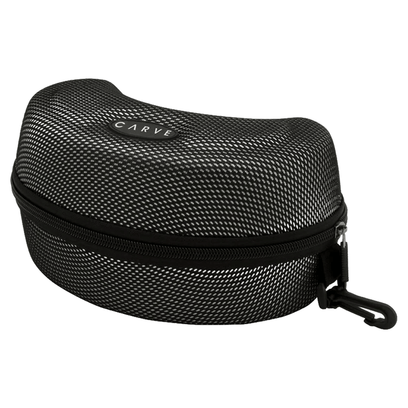 Main view of the Carve Hard Goggle Case in Black colourway, unisex's model