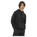 Main view of the Salomon 2026 Logo Hoodie in Deep Black colourway, unisex's model.