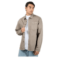 Front view of the St Goliath Moab LS Shirt in Mushroom colourway, men's model